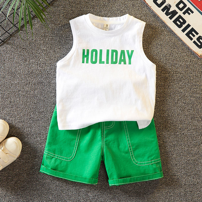 Style Printed Shirt Beachwear Seaside Holiday Fried Street Children's Suit