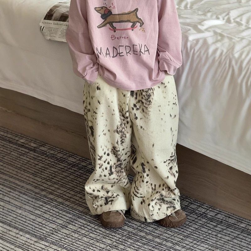 Children's Print Jeans Autumn Loose Straight Spring Children's Pants