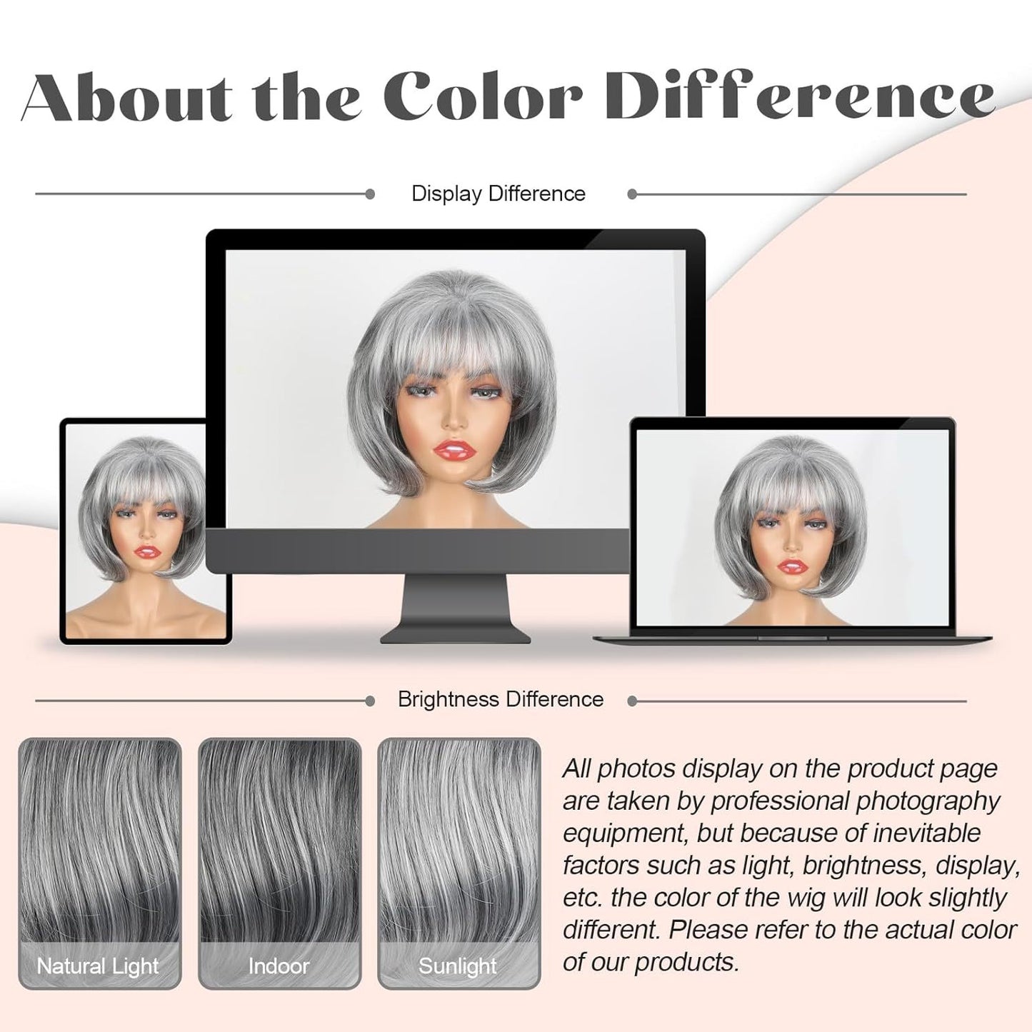 Women's Gray Fashion Synthetic Wigs Inner Buckle Wig Short Curly Hair