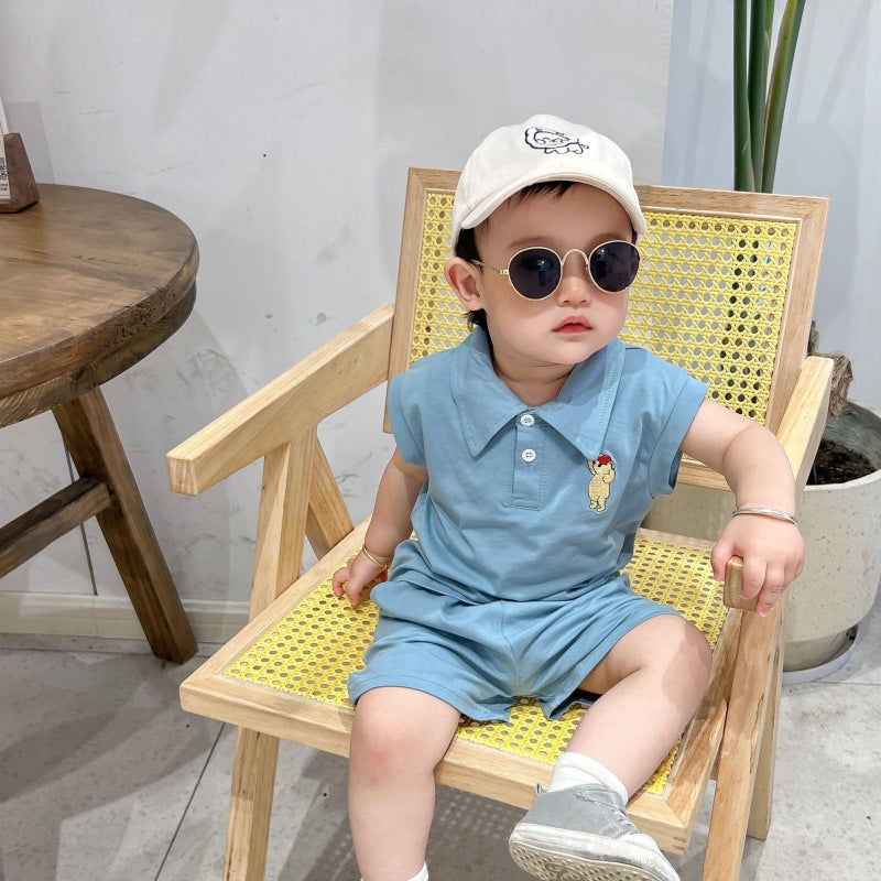 Boy Sleeveless Tank Top Shorts Two-piece Loose Thin Breathable Cotton Children's Suit