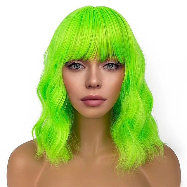 Women's Halloween Festival Rose Net Mid-length Shawl Wig Short Curly Hair