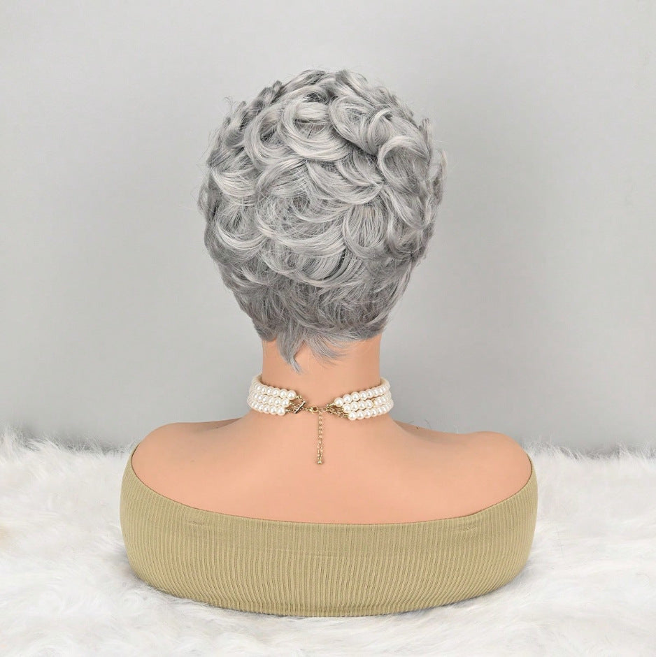 Elegant Women's Gray Fiber Synthetic Wigs Wig Short Curly Hair