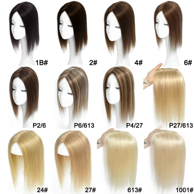 Human One Piece Head Supplementing Invisible Seamless Cover White Bangs Real Hair Wig