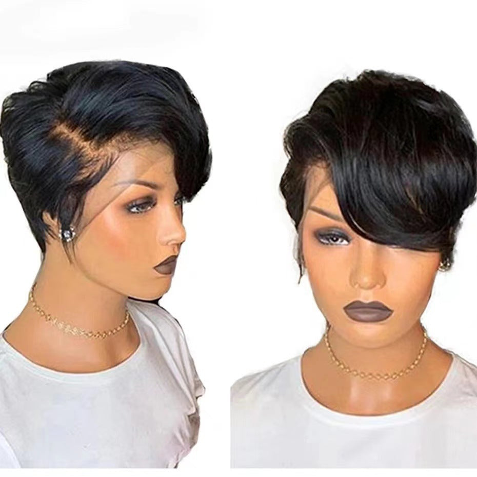 Front Lace Small Curly Female Fiber Wig Short Straight Hair