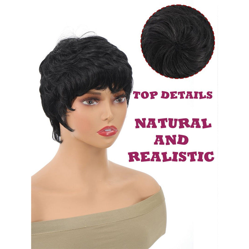 Fashion Female African Fluffy Head Cover Chemical Fiber Wig Short Curly Hair