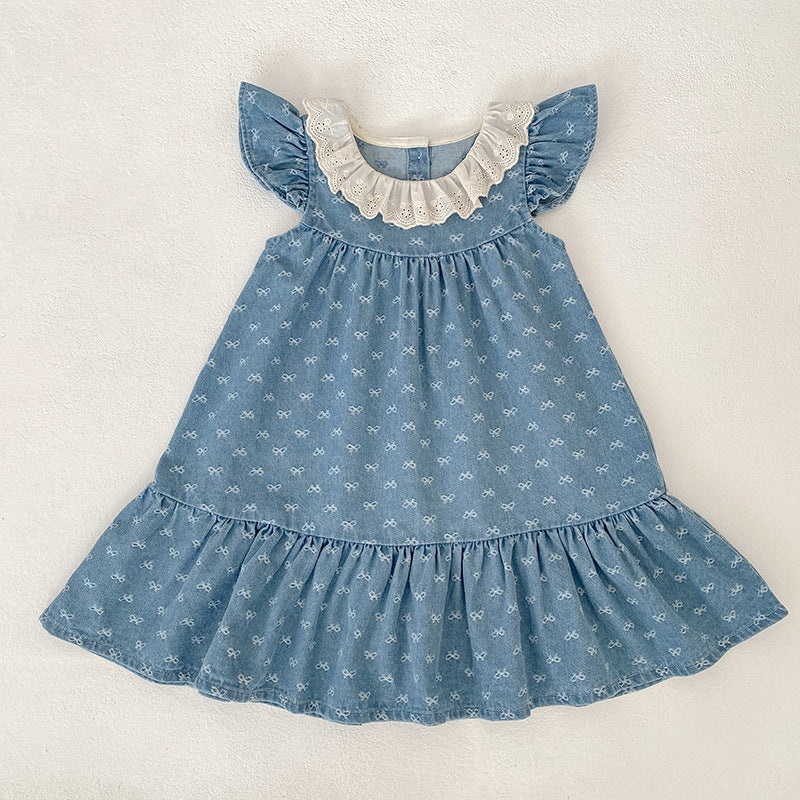 Bow Print Crawling Suit Jumpsuit Sisters Children's Dress