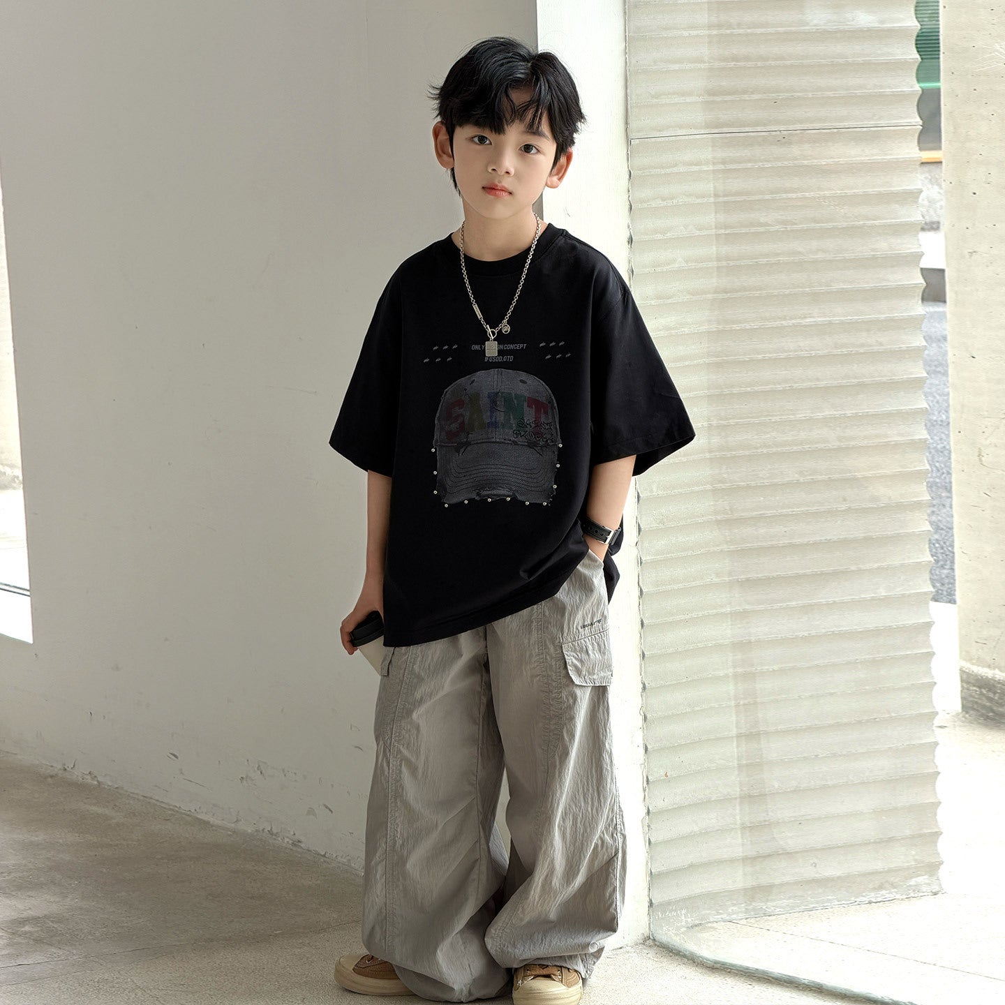 Children's Boy's Short-sleeved Summer Medium Large Shirt Children's T-shirt
