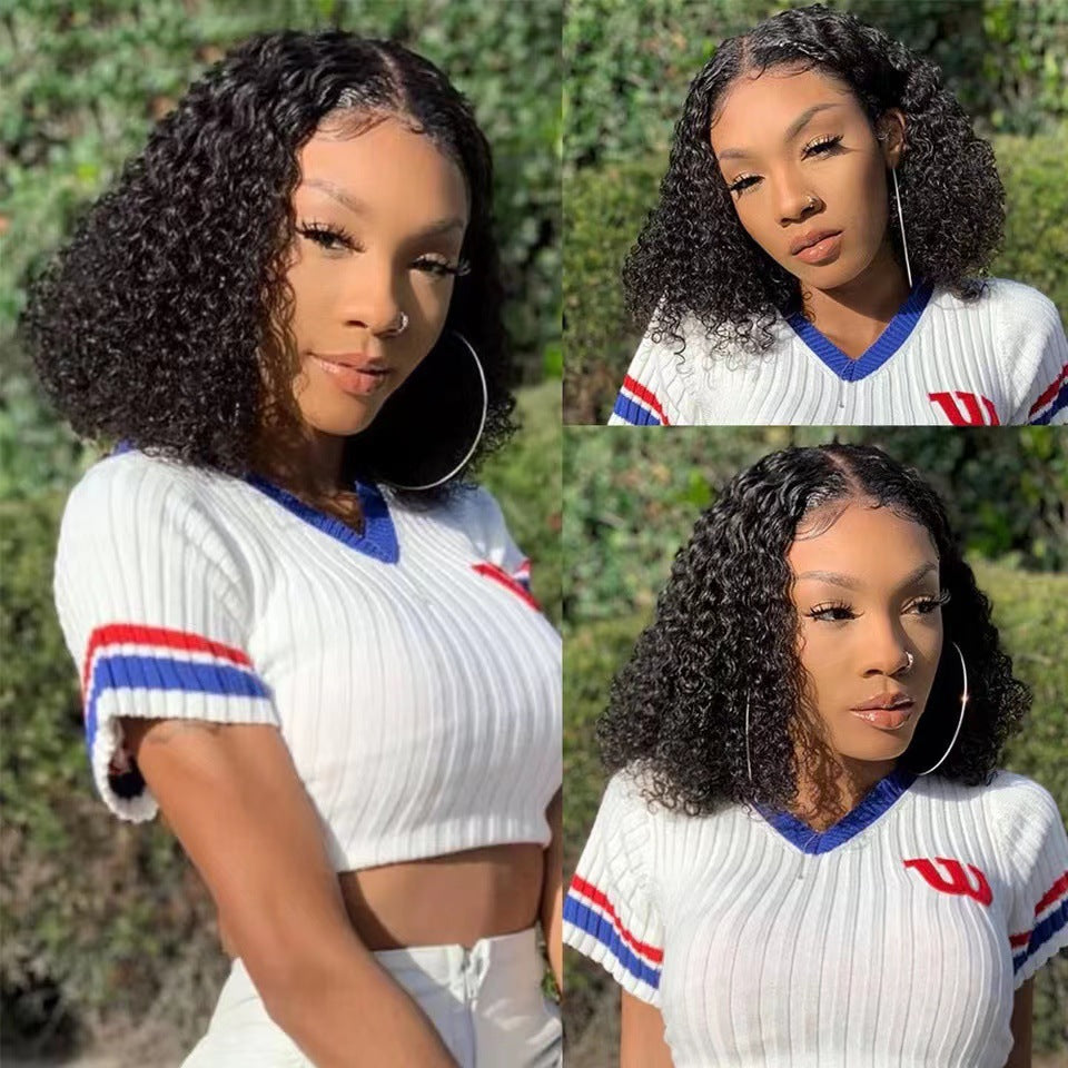 Front Lace African Small Fluffy Explosion Wig Short Curly Hair