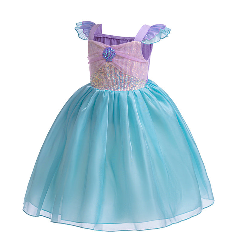 Children's Mermaid Princess Summer Puffy Tulle Skirt Children's Dress