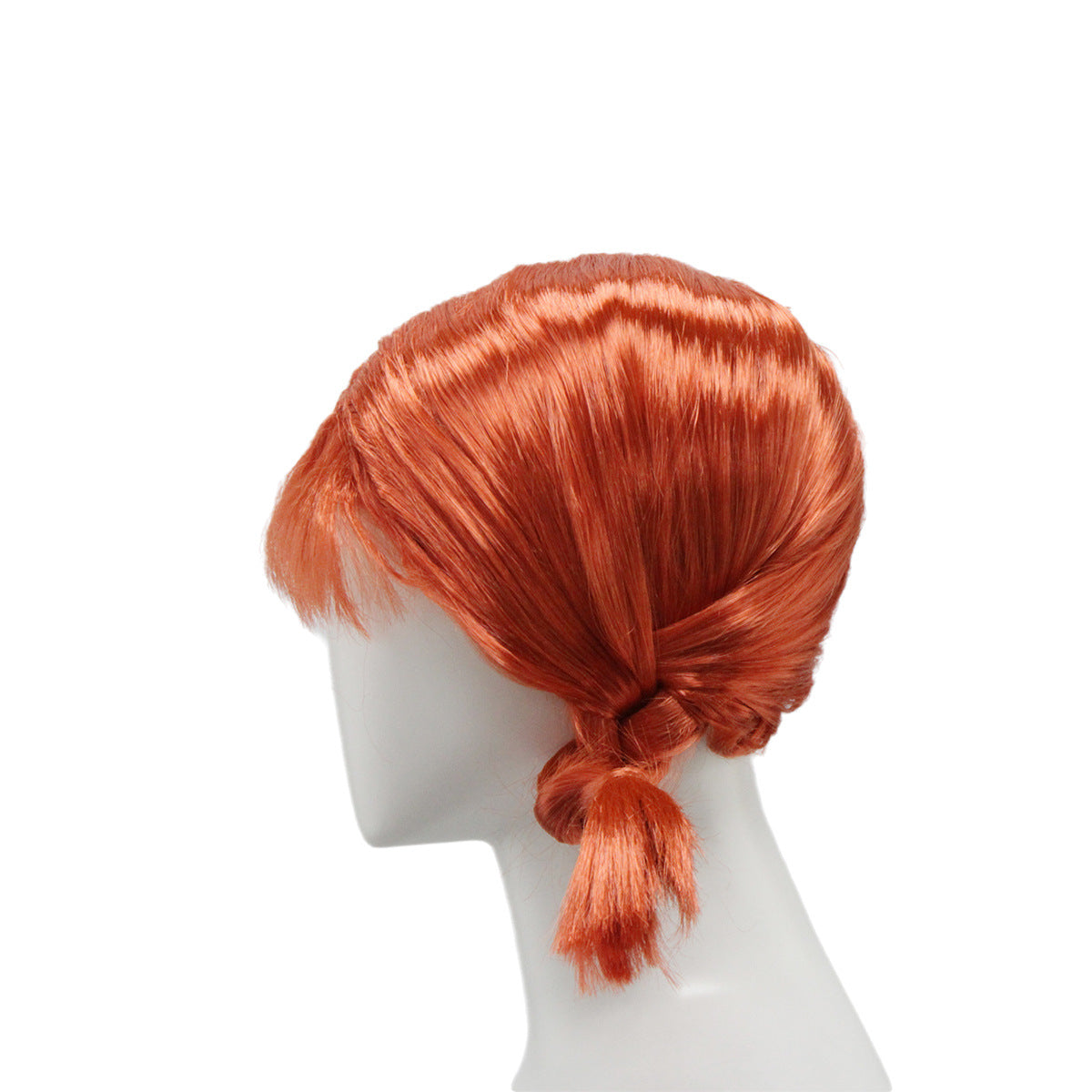 Halloween Anime Funny Short Orange Straight Bangs Double Twist Cos Wig