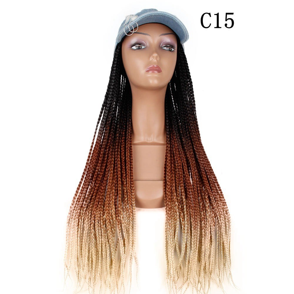 Hat One-piece Braid Three-strand Head Cover Wig Long Curls