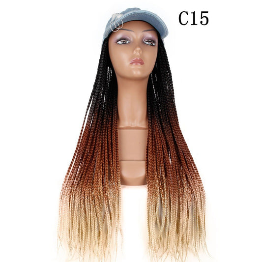Hat One-piece Braid Three-strand Head Cover Wig Long Curls