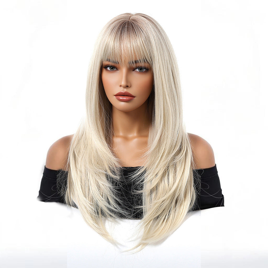 Popular Women's Bangs Layered Full Top Long Straight Wig