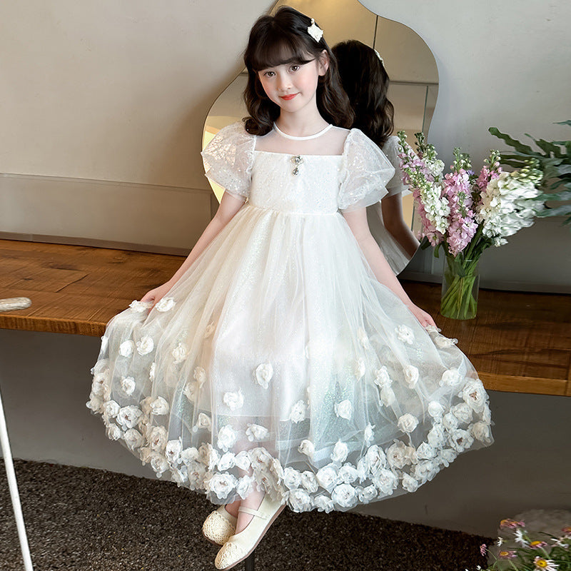Summer Middle Big Cute Sweet Court Style Princess Children's Dress