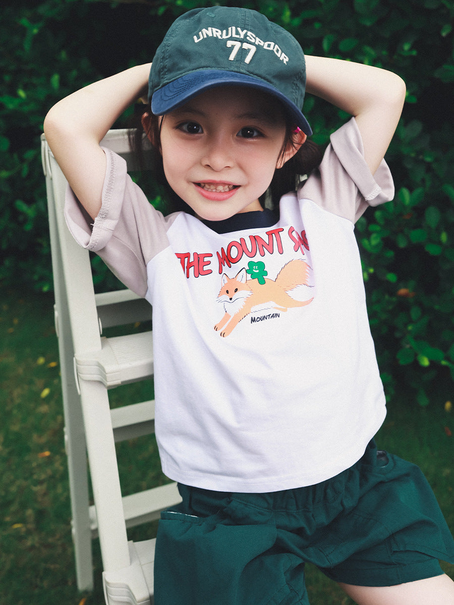 Children's Clothing Summer Contrast Color Raglan Sleeve Short Cotton Children's T-shirt