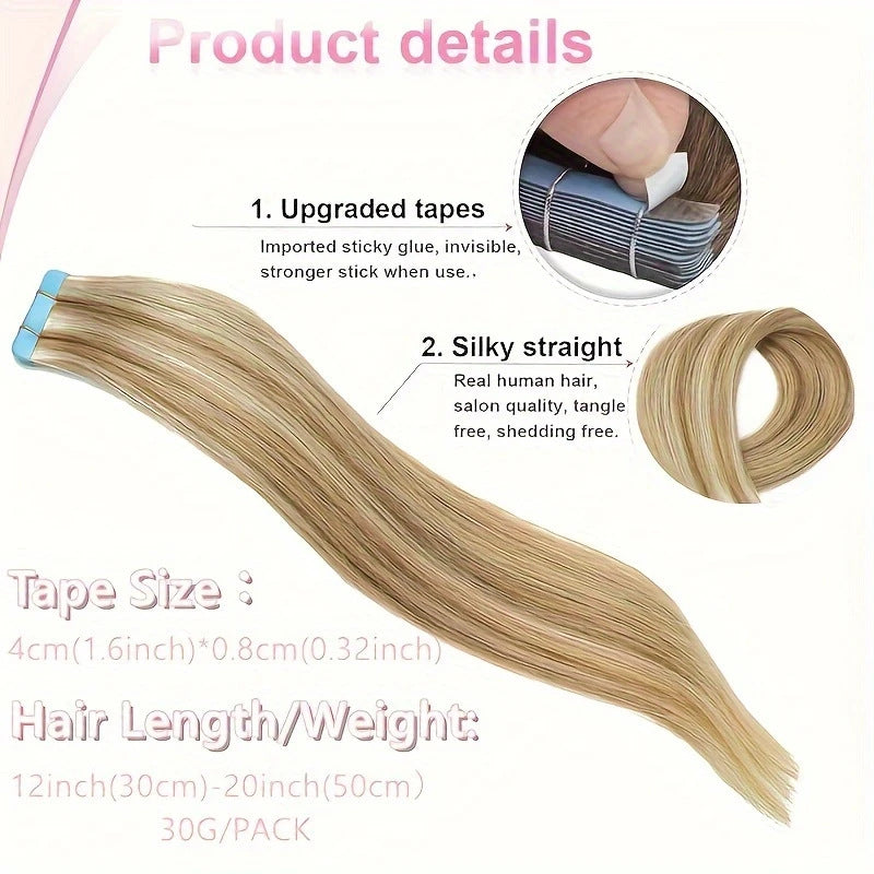 Pretty Real Hair Seamless Extension Film Wig