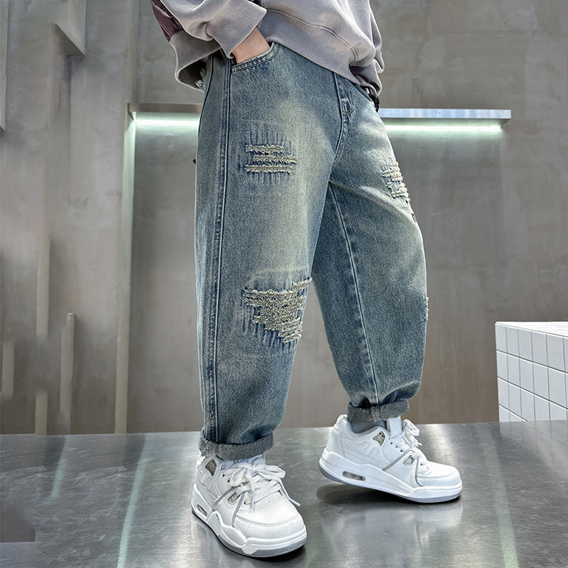 Boy's Jeans Casual Loose Fashionable Teens Children's Pants
