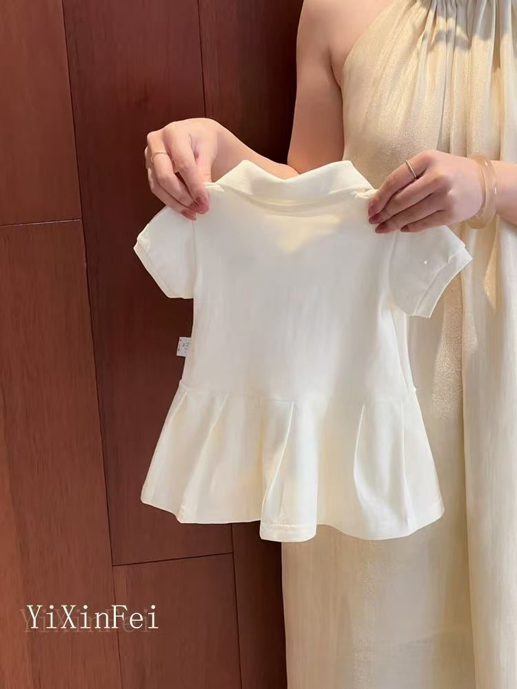 Summer Korean Little Preppy Style Skirt Embroidered Children's Dress