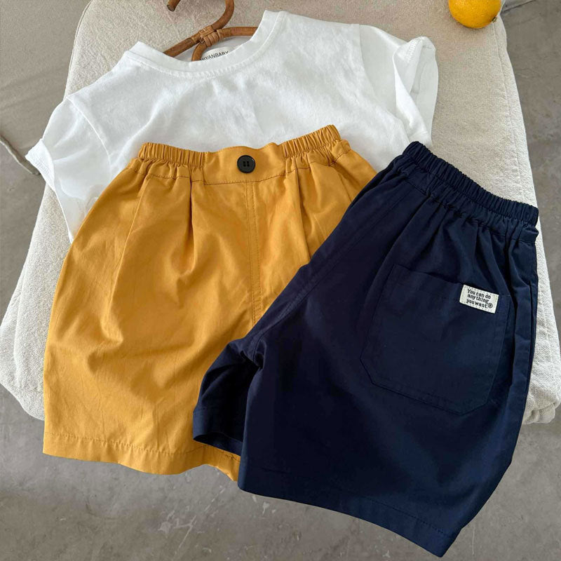 Women's & Men's Shorts Summer Solid Color Middle Striped Fashion Breathable Knee Children's Pants