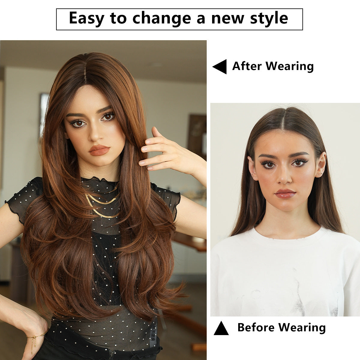 Sweet Orange Tea Female Brown Long Hair Other Wig