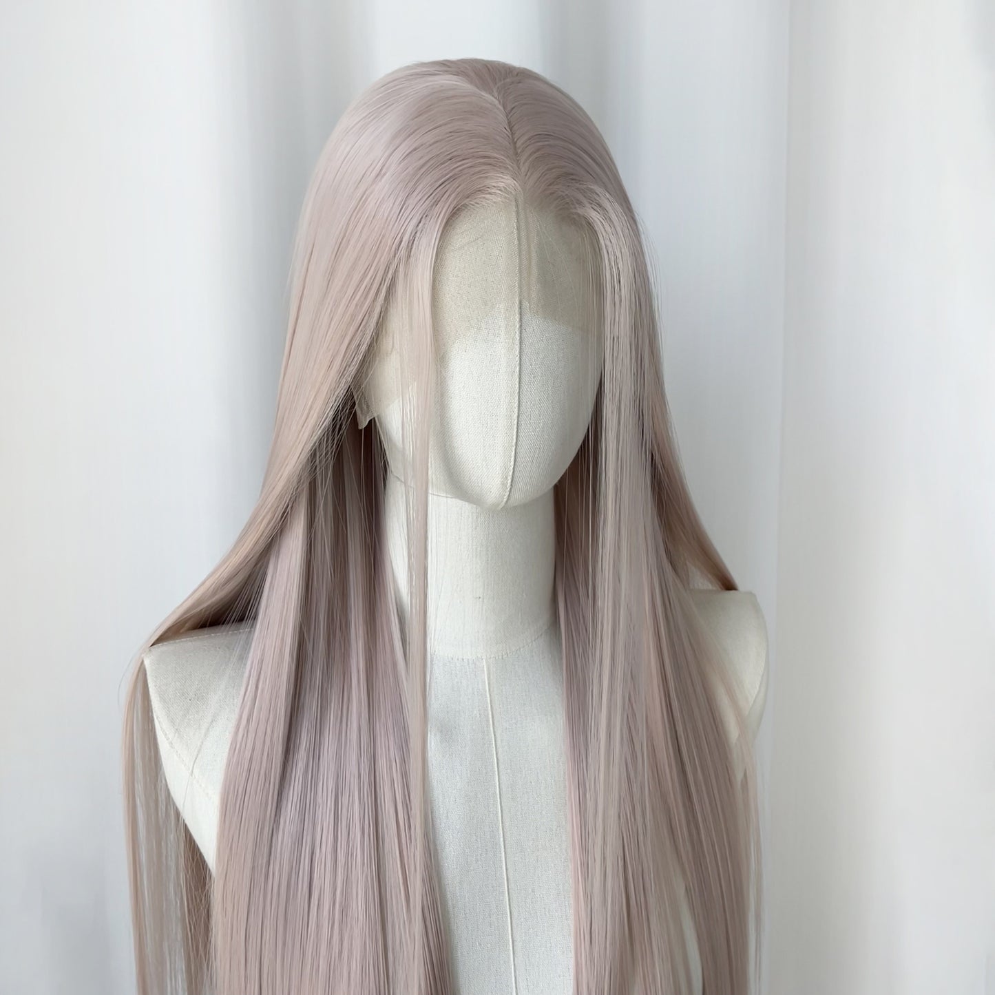 White Gray Hand Crochet Forehead Lace Female Comic Show Mao Long Straight Wig