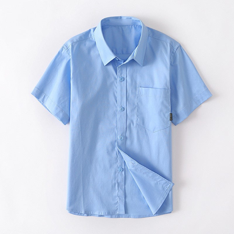 Children's Short-sleeved White Middle Large Summer Thin Performance Children's Shirt