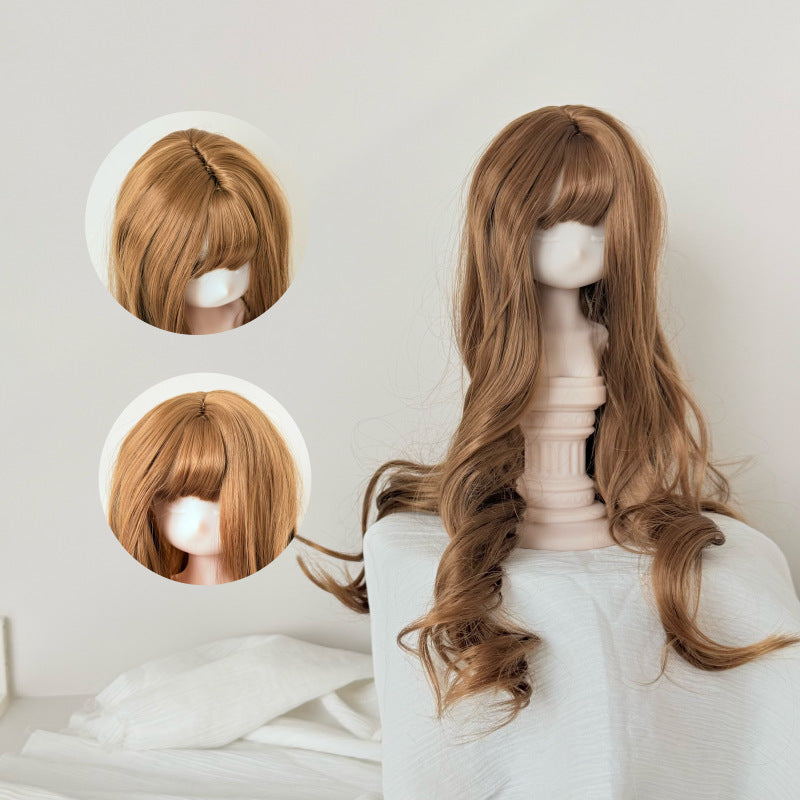 Silk Straight Bangs Long Curly Hair Dress Up Cos Wig