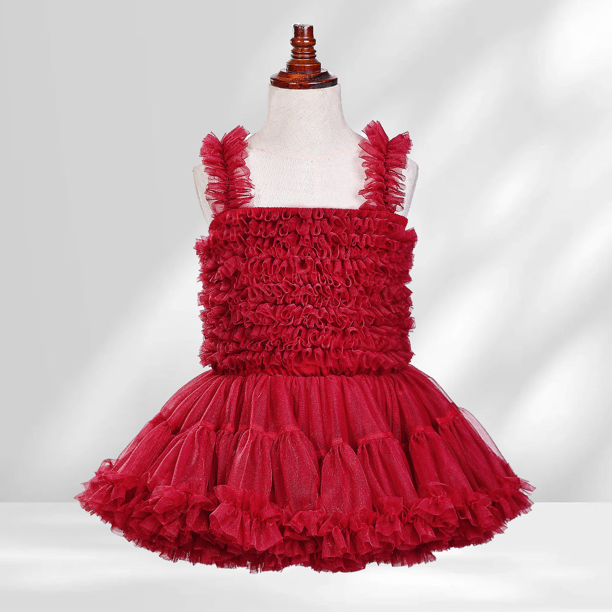 Children's Purple Princess Suspender Layered Mesh Bubble Skirt Performance Children's Dress