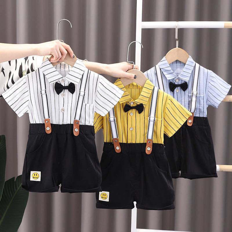 Style Suspender Pants Short Sleeve Two-piece Fashionable Children's Suit