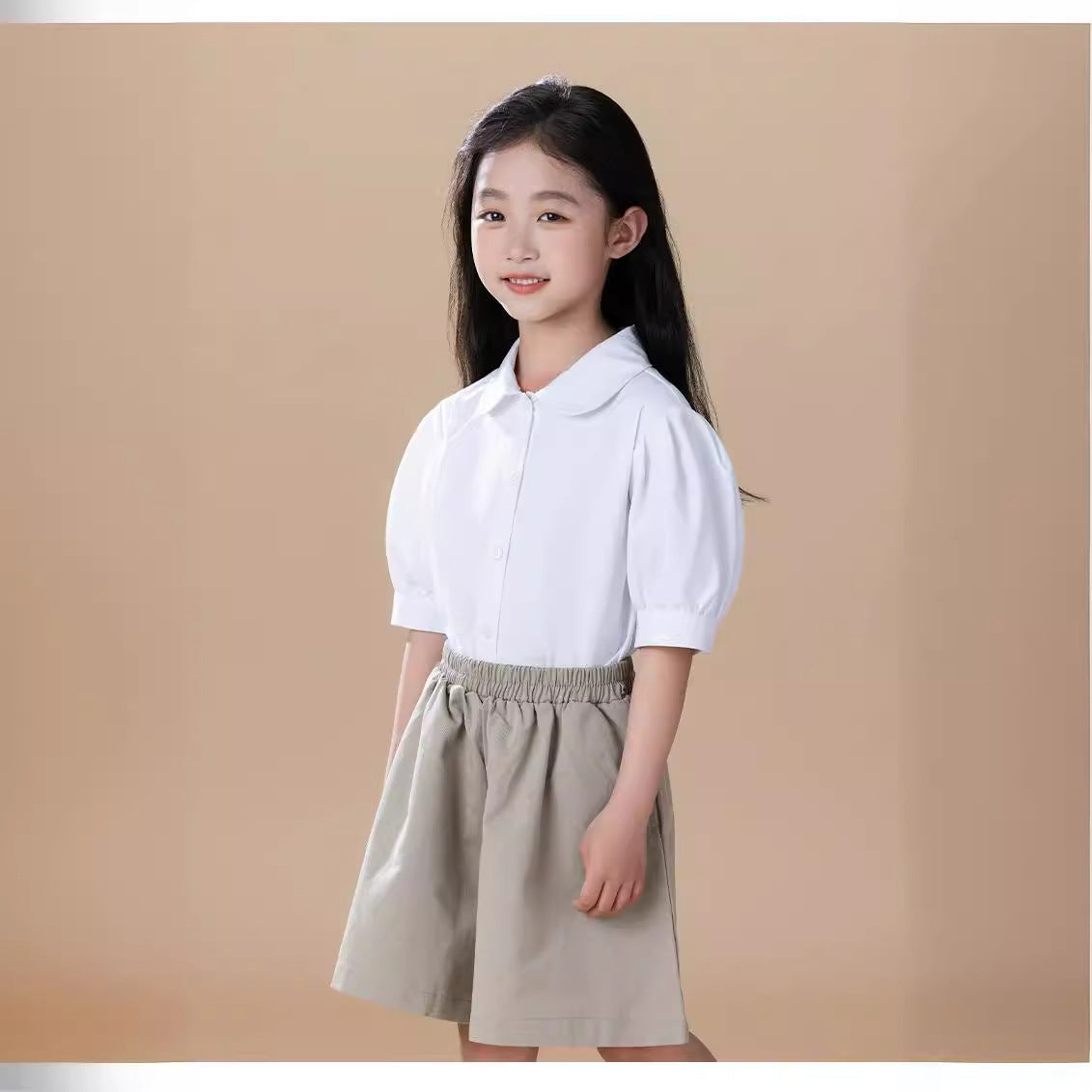 Children's Clothing Summer Short Sleeve Cotton White Doll Collar Children's Shirt