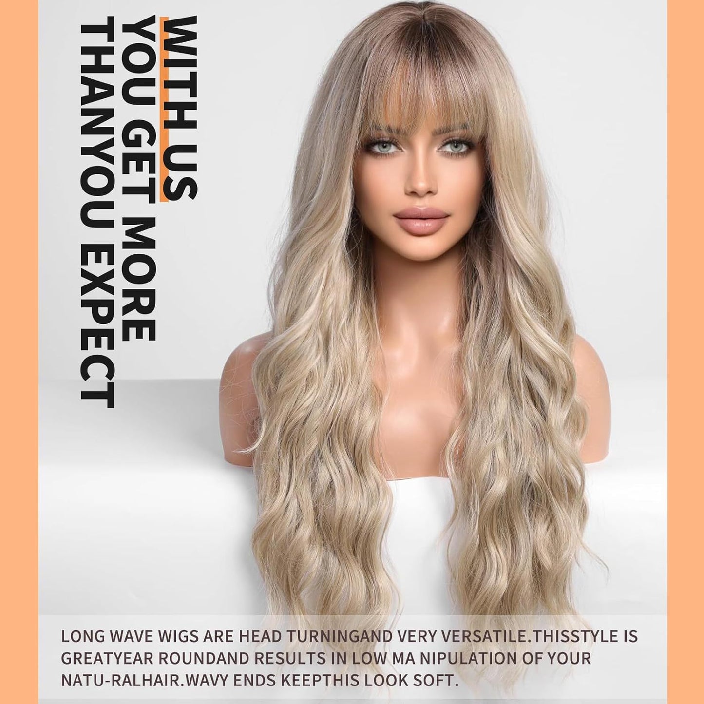 Women's Fashion Synthetic Wigs Brown Gradient Color Wig Long Curls