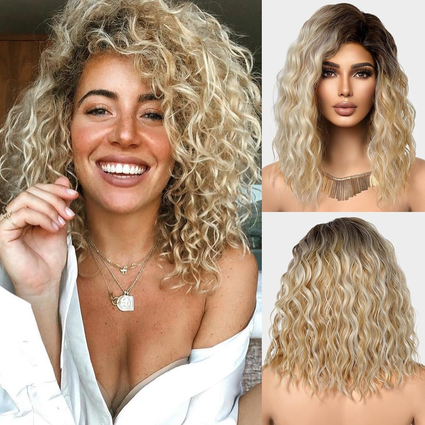 Women's Front Lace Curly Hair African Small Wig Long Curls