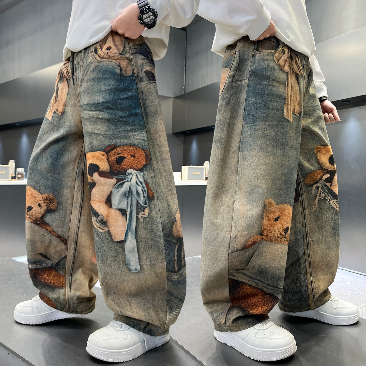 Children's Boys Casual Korean Cartoon Printed Fried Street Children's Pants