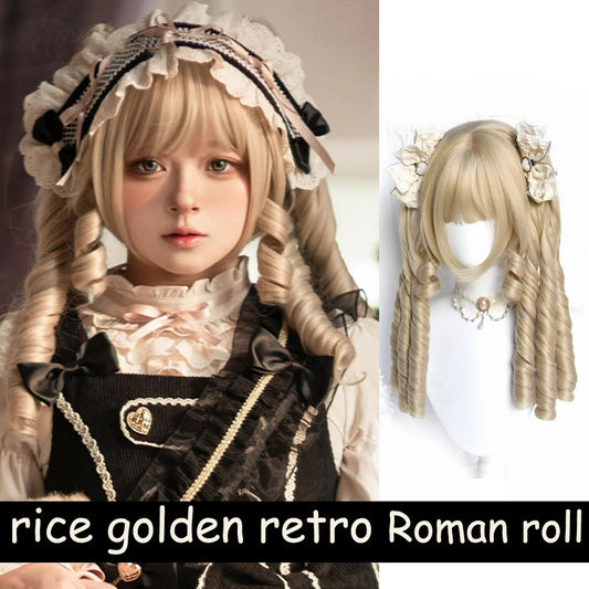Women's Cartoon Animation Two Colors Small Bun Long Curly Hair Other Wig