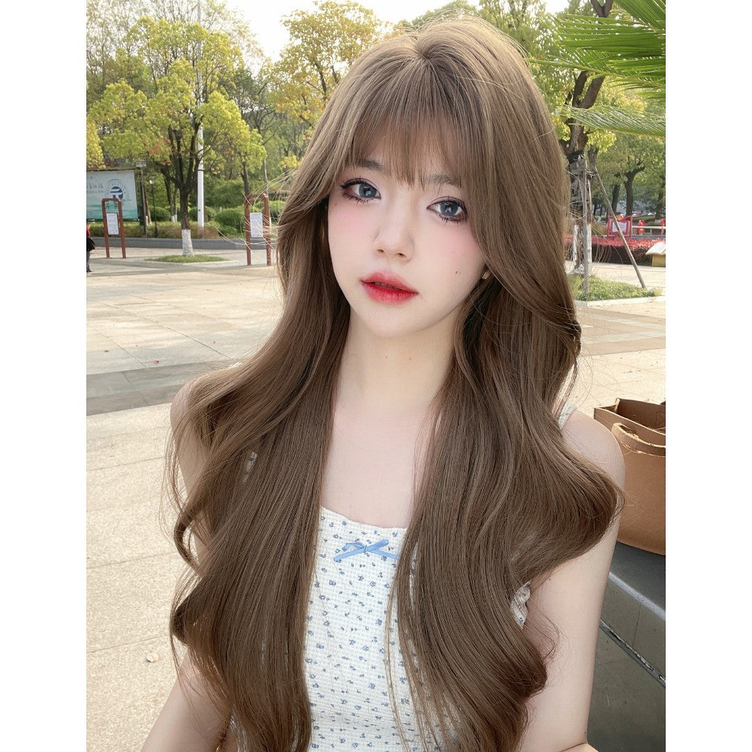 Women's Fashion Sweet Cute Light Flaxen Natural Realistic Wig Long Curls