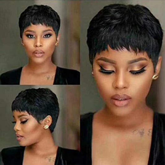 Cool Full Mechanism Human Elf Short Real Hair Wig