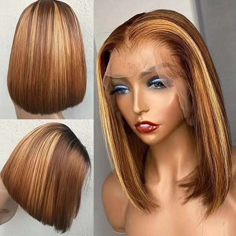 Female Black Short Straight Hair Center Parting Synthetic Wigs Various Other Wig