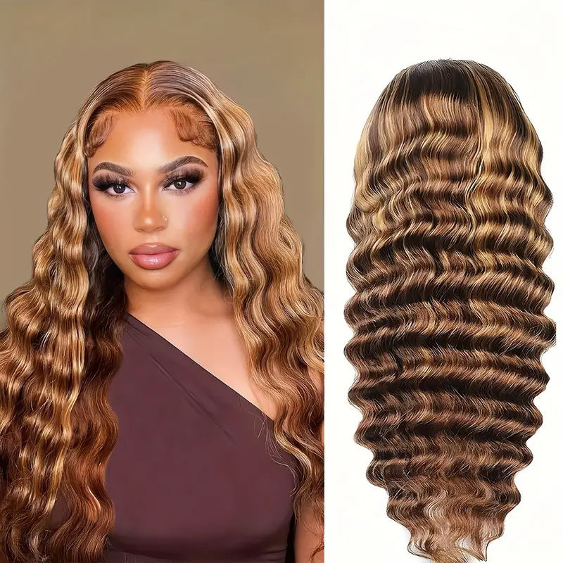 Piano Color Front Lace Big Wave Wig Long Curls