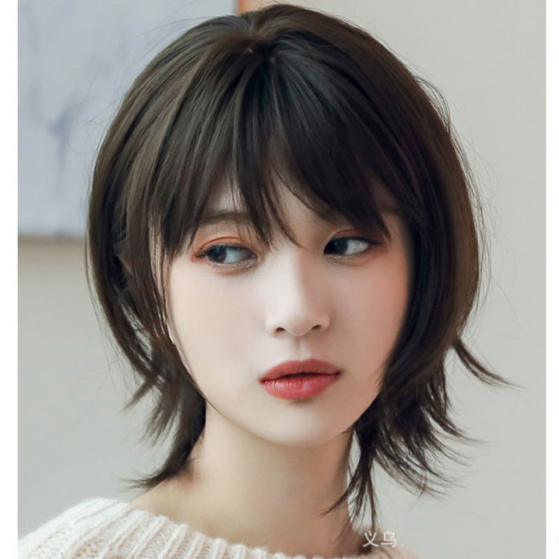 Women's Fashion Handsome Neutral Fiber Head Cover Wig Short Curly Hair