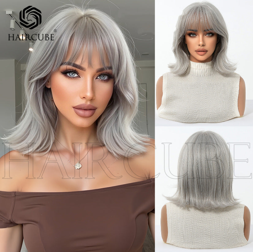 With Bangs Summer Short Anime Hair Blue Sier Purple Whole Cos Wig