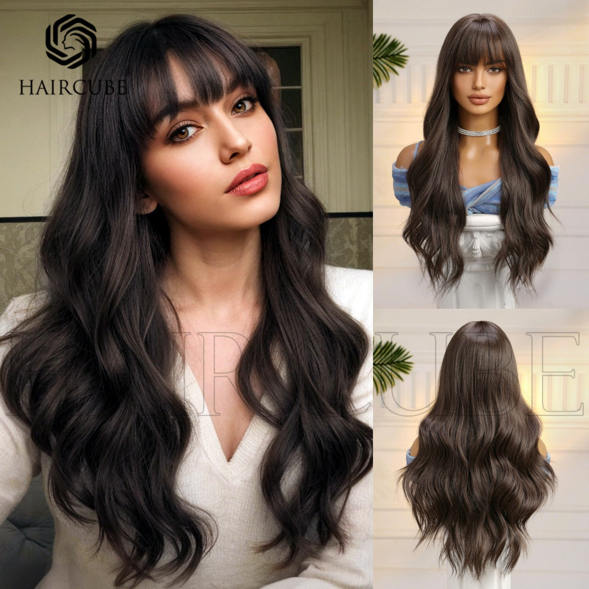Small Lace Mechanism Head Cover Female Full Type Wig Long Curls