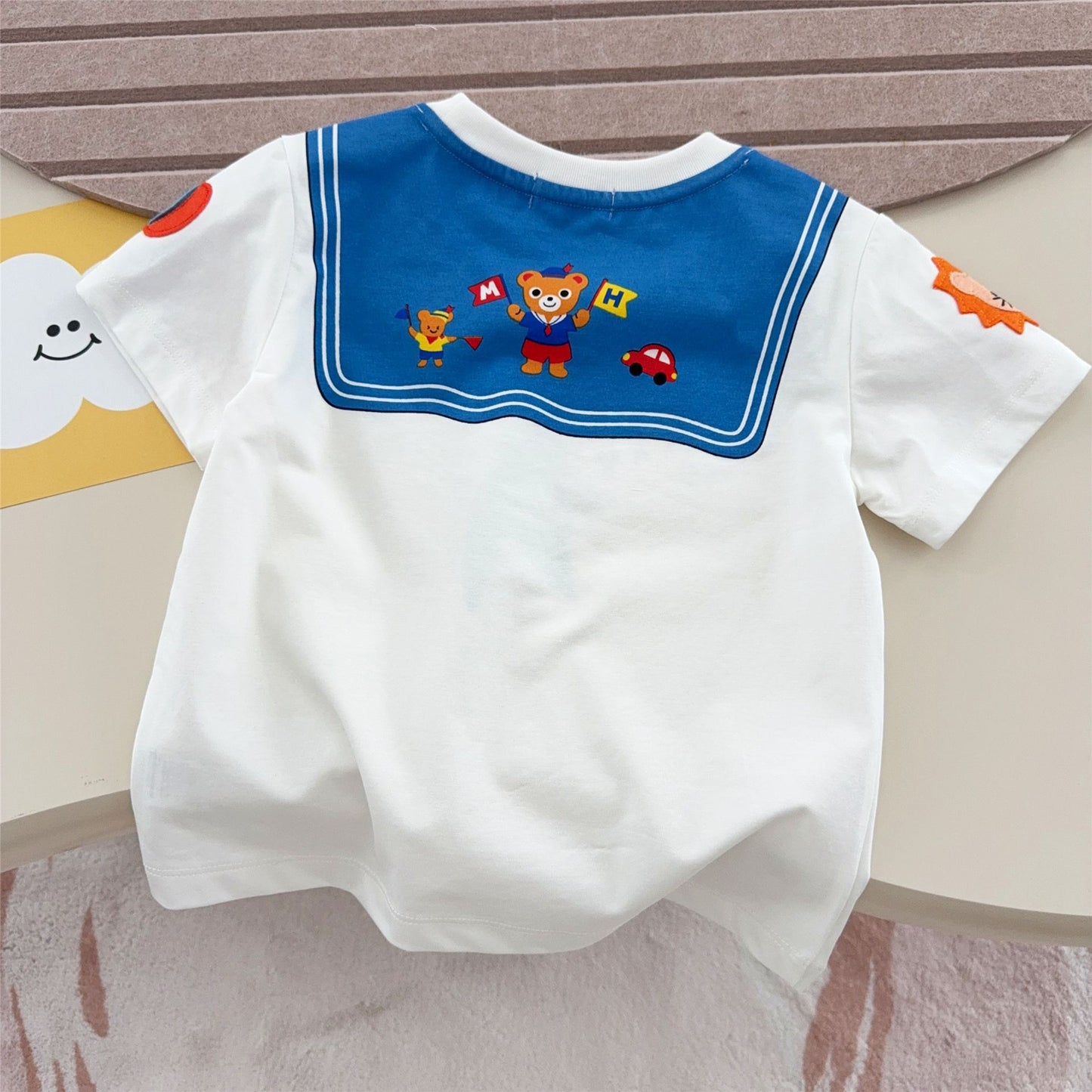 Children's Style Inner Wear Boys Bear Bow Tie Short Sleeve Children's T-shirt