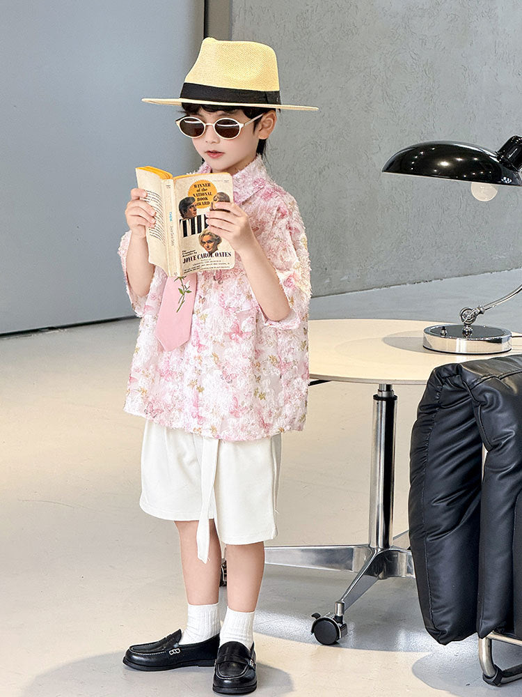 Children's Western Style Fashion Shorts Two-piece Thin Children's Shirt