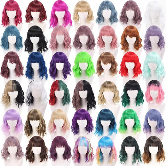 Versatile Comfortable Fringe Festival Water Ripple Wig Short Curly Hair