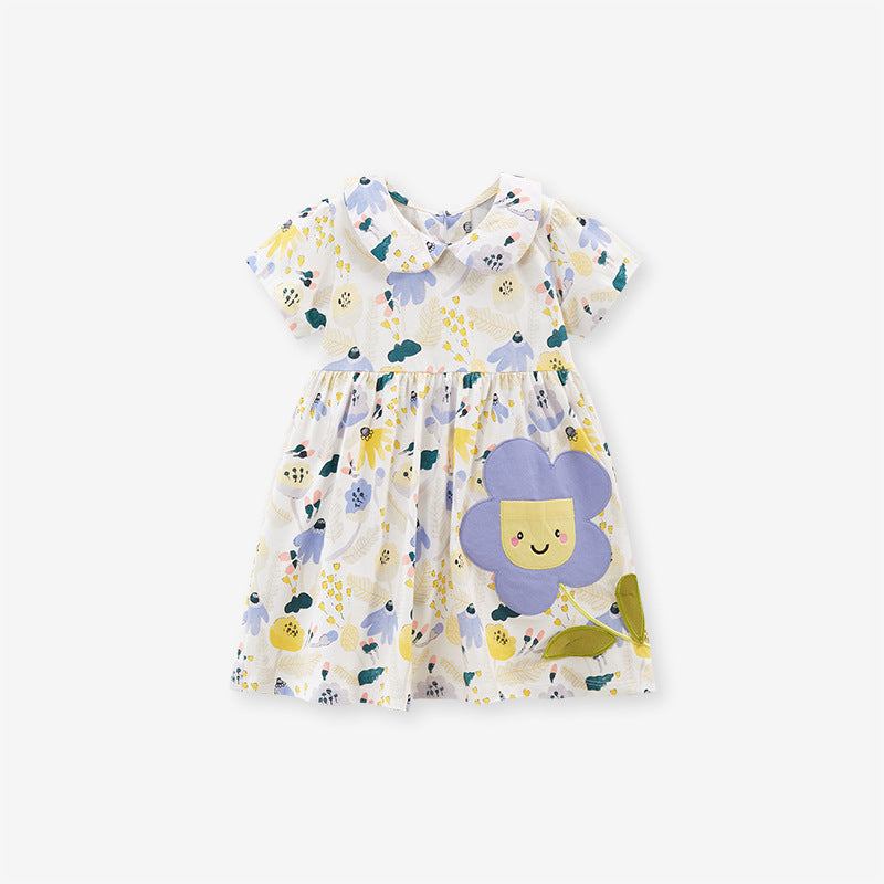 Watermark Cotton Skirt Cute Flowers Princess Children's Dress