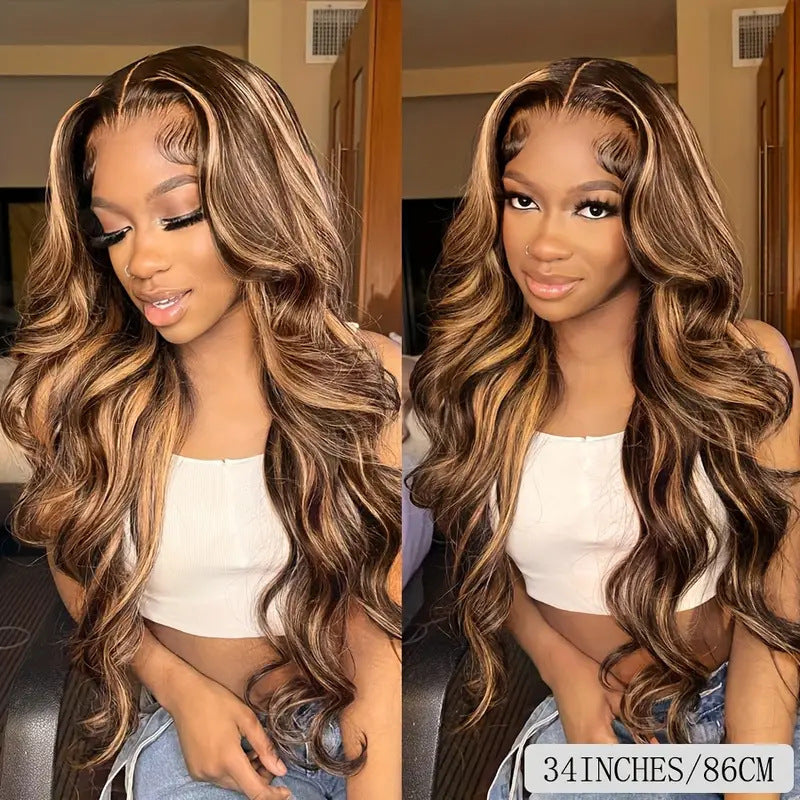 Front Lace Female Highlight Gradient Big Wave Wig Long Curls