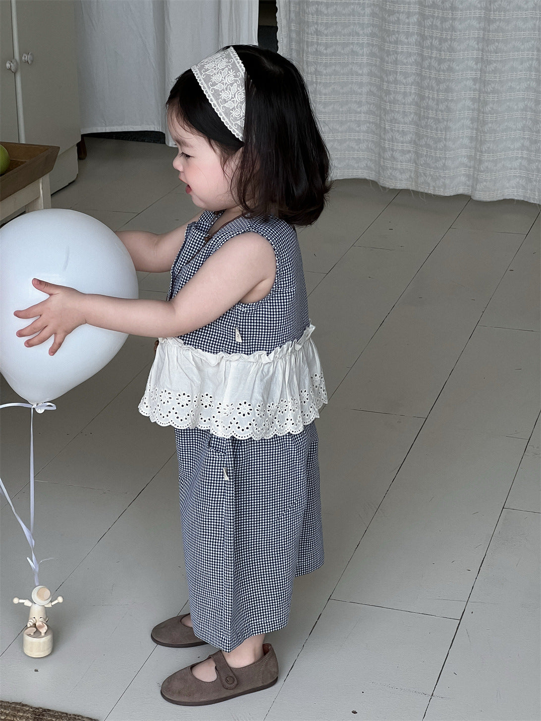 Children's Summer Plaid Thin Korean Style Clothing Children's Suit