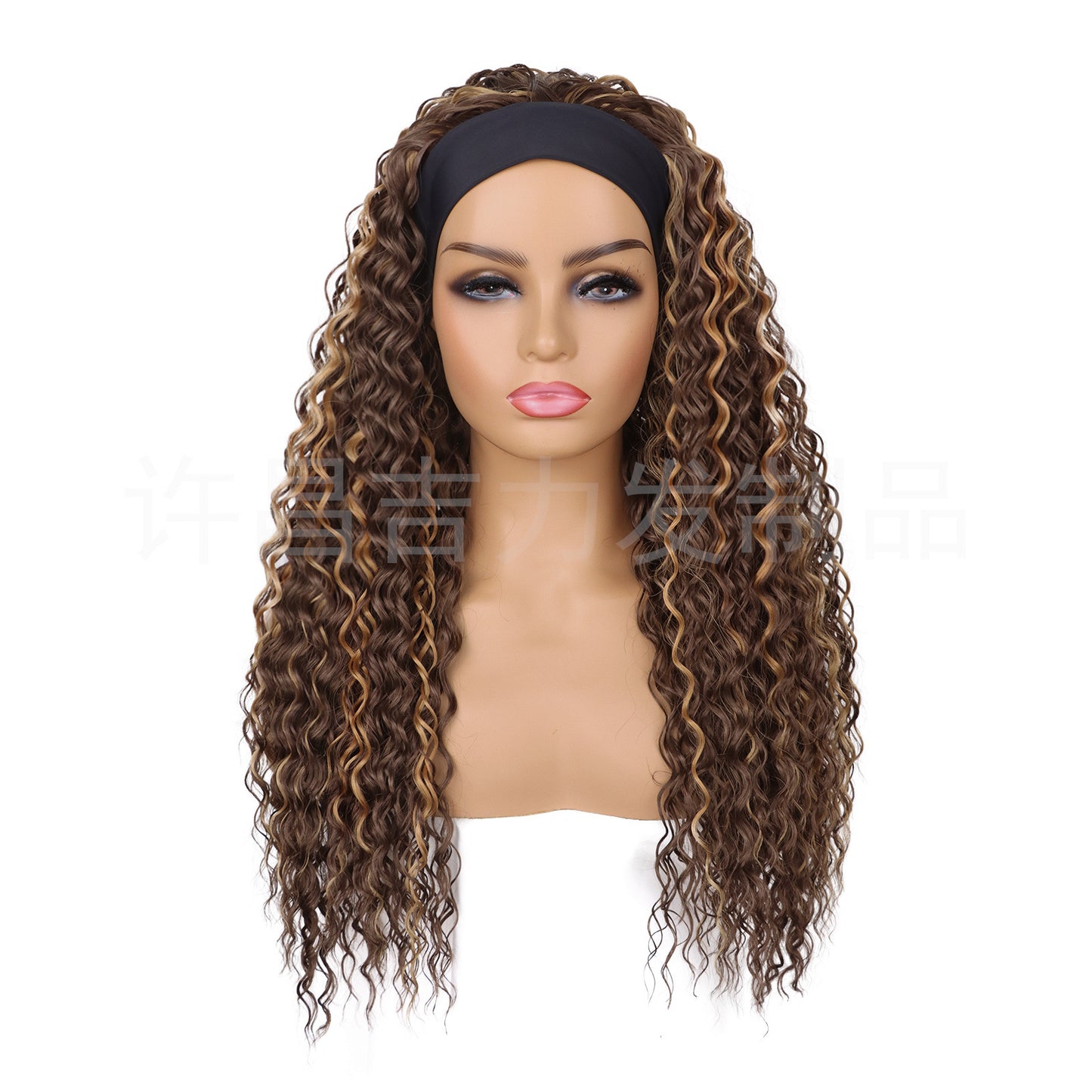 Hair Band Color Curly African Small Turban Head Wig Long Curls