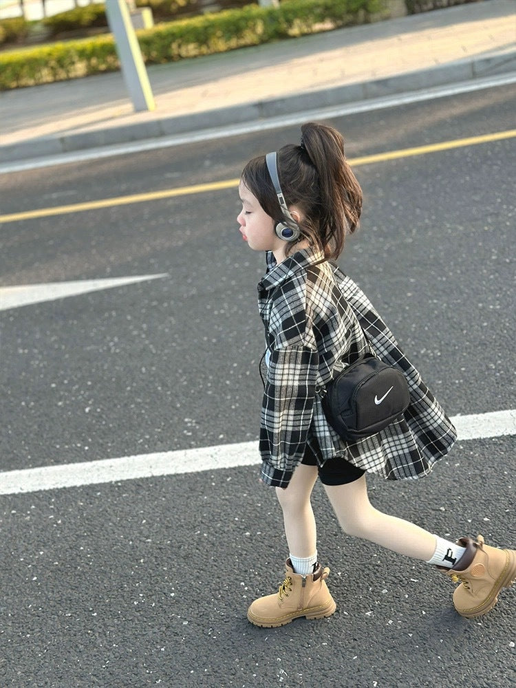 Children's Plaid Spring Long Sleeve Korean Style Fashion Jacket Casual Children's Shirt