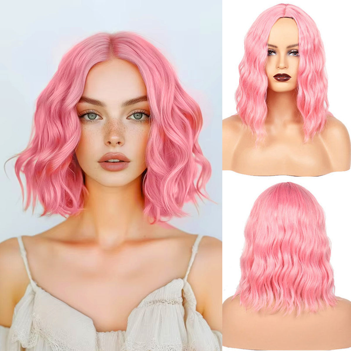 Head Cover Wigs With Small Waves Wig Short Curly Hair